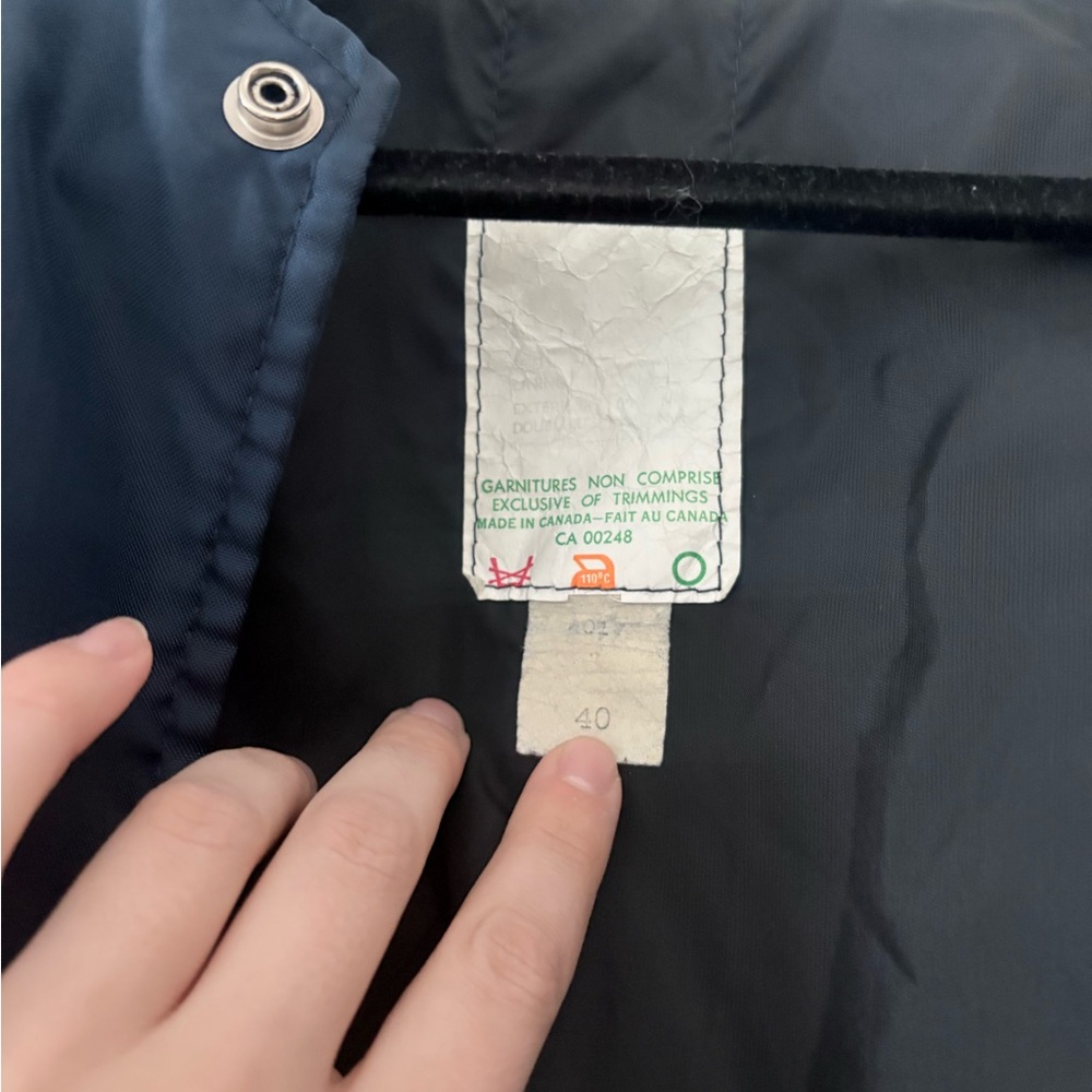 Navy Snap-Front Satin Jacket with Striped Trim - Picture 5 of 6